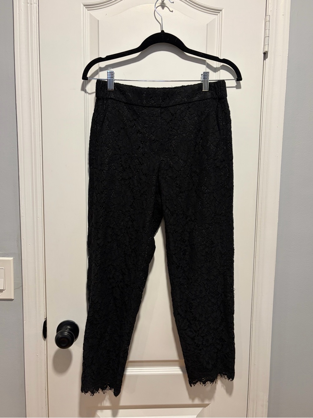 J. Crew Black Lace Tapered Trousers